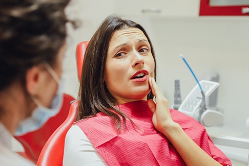 Woman with tooth pain